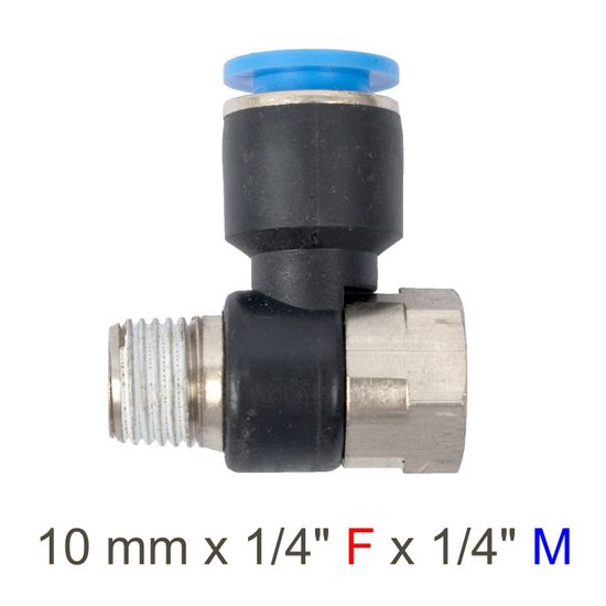 Pu Hose Fitting Tee 10mm X 1/4"f X 1/4"m
